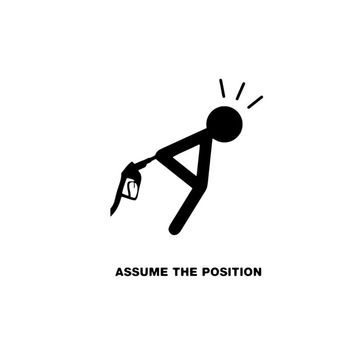 Funny Gas Pump Assume The Position Vinyl Decal - Custom Size - Up to 24 inches