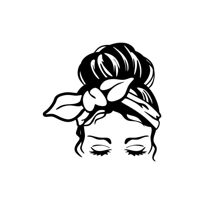 Messy Bun Vinyl Decal - Custom Size - Up to 24 inches