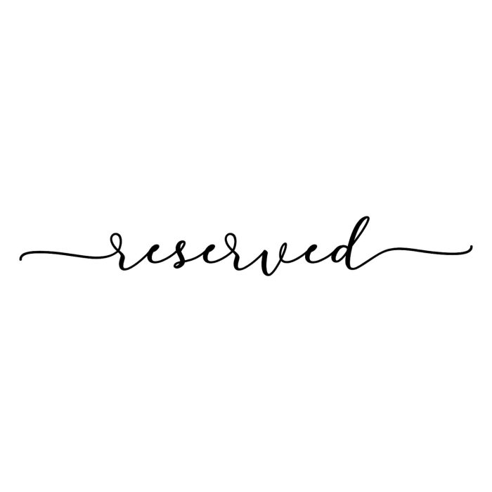 Reserved Vinyl Decal - Custom Size - Up to 24 inches