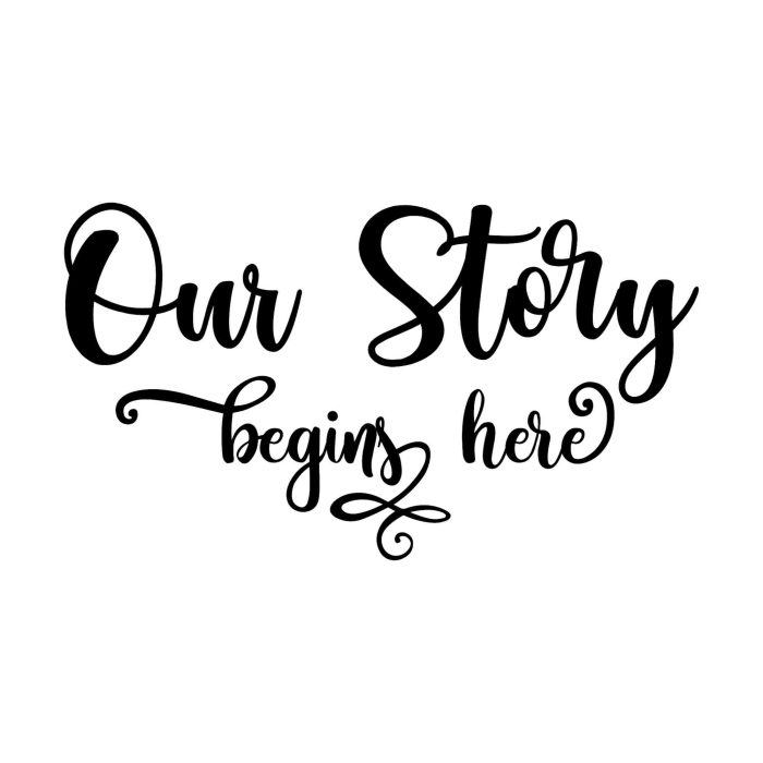 Our Story Begins Here Vinyl Decal - Custom Size - Up to 24 inches