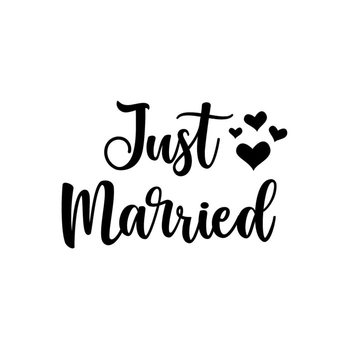 Just Married Vinyl Decal - Custom Size - Up to 24 inches