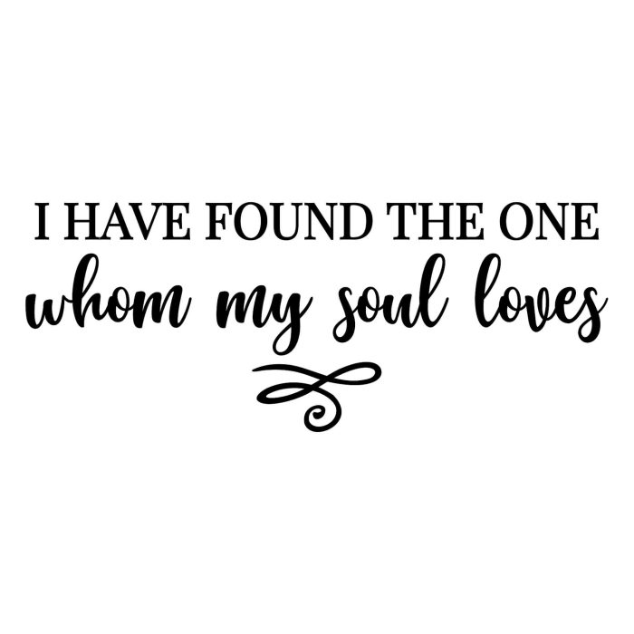 I Have Found The One Whom My Soul Loves Vinyl Decal - Custom Size - Up to 24 inches