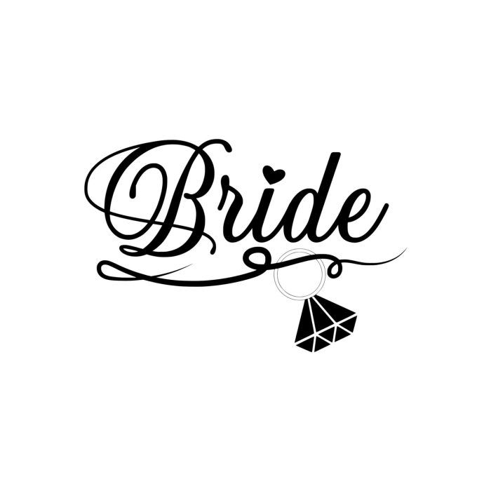 Bride Vinyl Decal - Custom Size - Up to 24 inches