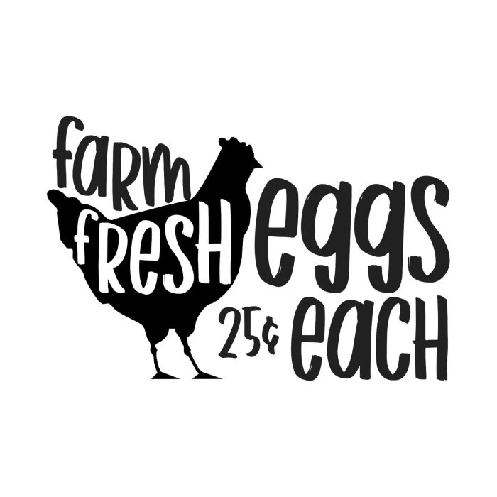 Farm Fresh Eggs Vinyl Decal - Custom Size - Up to 24 inches