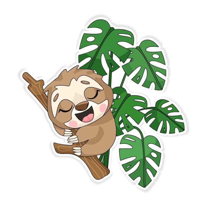 Sloth Full Color Vinyl Decal - Custom Size - Up to 52 inches