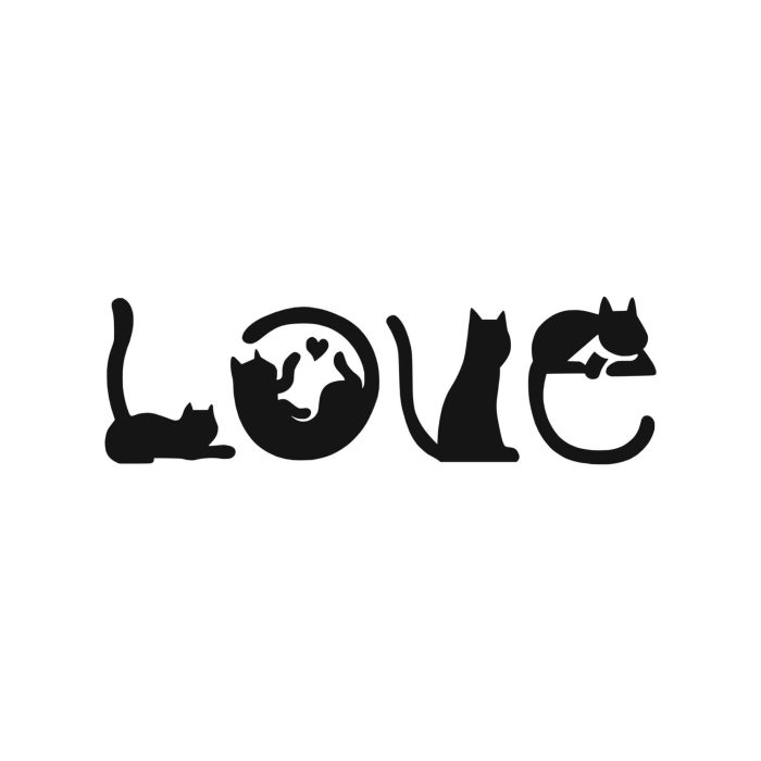 Cat Love Vinyl Decal - Custom Size - Up to 24 inches