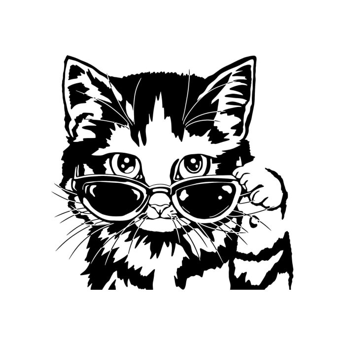 Cat Wearing Sunglasses Vinyl Decal - Custom Size - Up to 24 inches