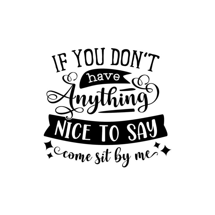 If You Don't Have Anything Nice To Say Come Sit By Me Vinyl Decal - Custom Size - Up to 24 inches