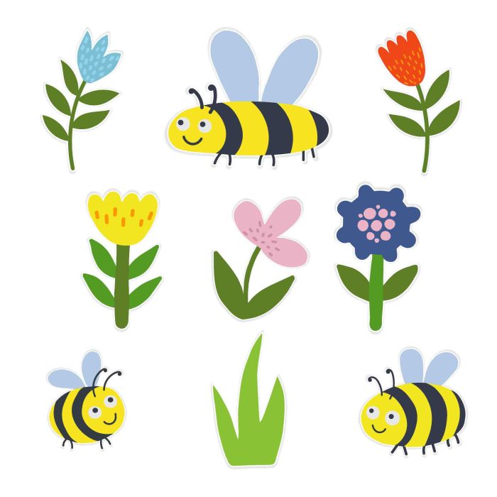 Bumble Bees and Flowers Sticker Pack