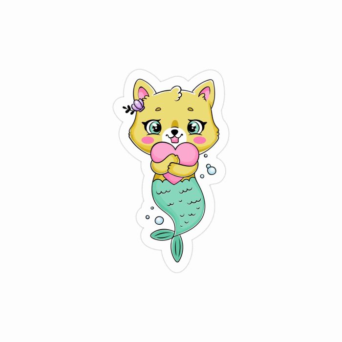 Mermaid Cat Full Color Vinyl Decal - Custom Size - Up to 52 inches