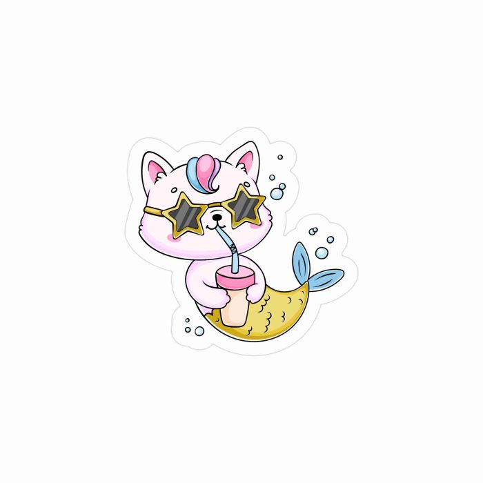 Mermaid Cat Full Color Vinyl Decal - Custom Size - Up to 52 inches