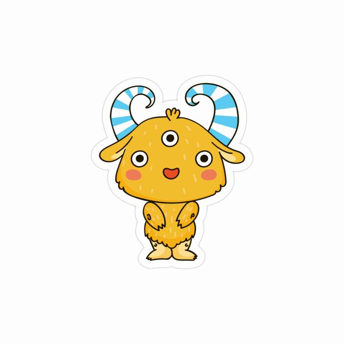 Cute Monster Full Color Vinyl Decal - Custom Size - Up to 52 inches