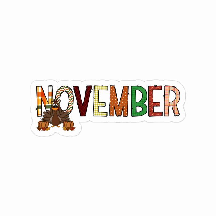 November Full Color Vinyl Decal - Custom Size - Up to 52 inches