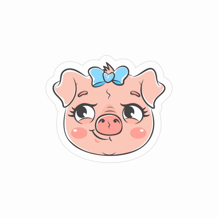 Pig Head Full Color Vinyl Decal - Custom Size - Up to 52 inches