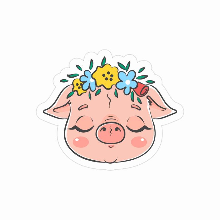 Pig Head Full Color Vinyl Decal - Custom Size - Up to 52 inches